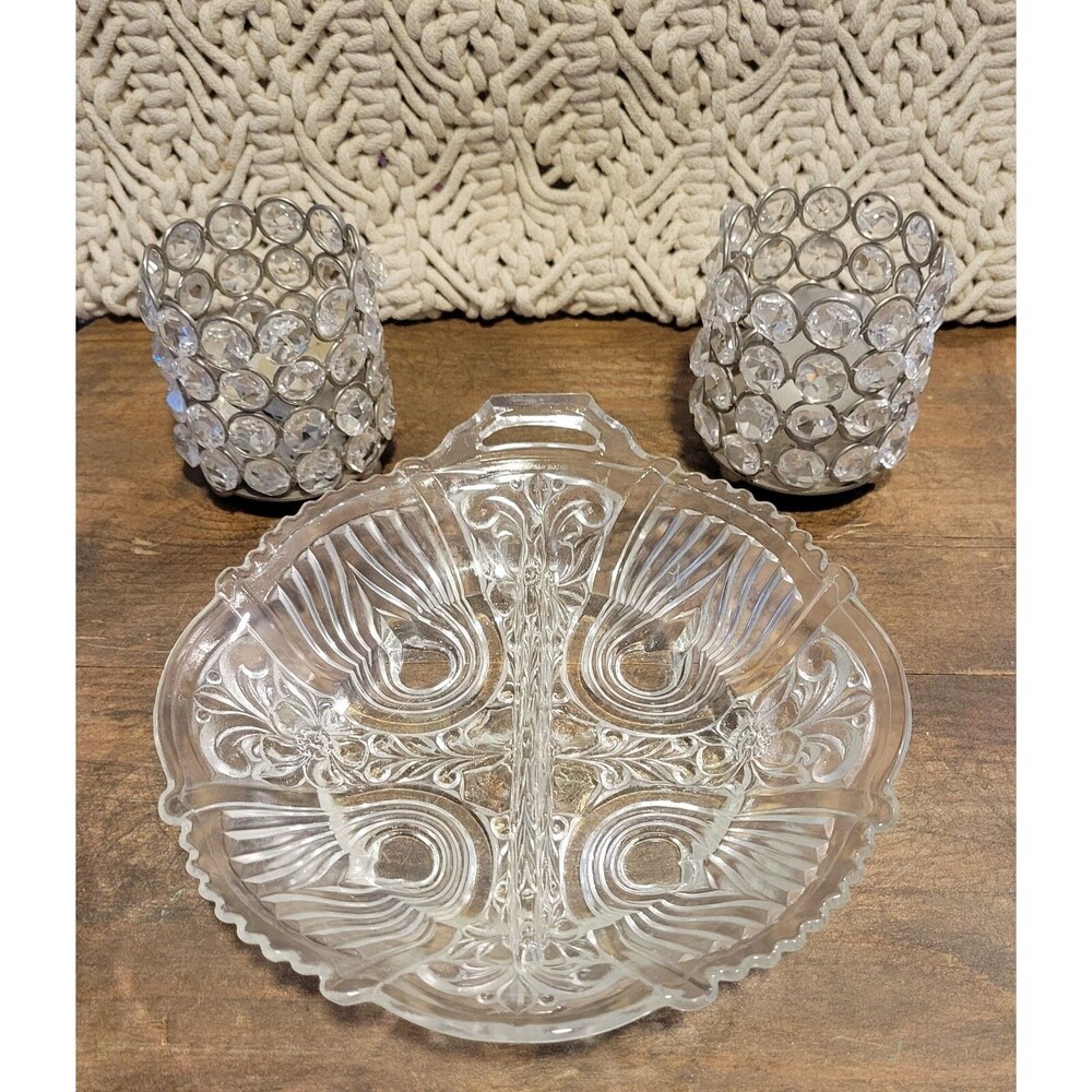 Indiana Glass Killarney Romance Pattern Divided Serving/Relish Dish - 1950's